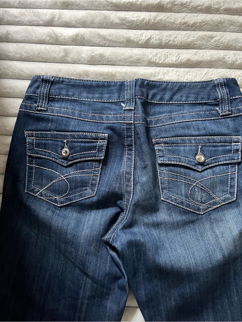 INC International Concepts Dark Blue Bootcut Jeans with Decorative Back Pockets